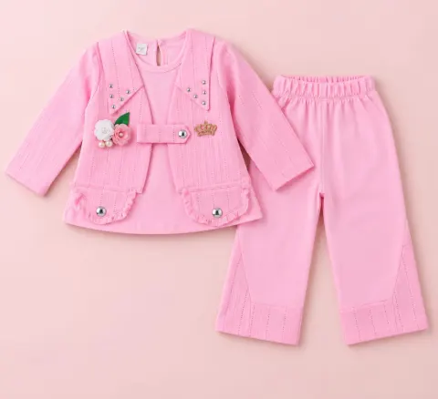 Girls Koti Style Suit in Blush Pink