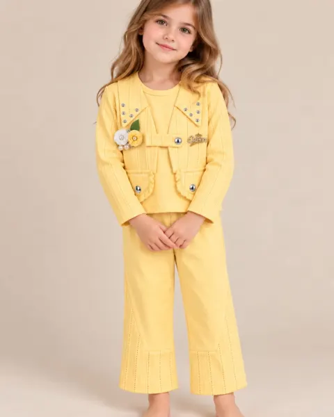 Girls Floral Koti Style Trouser Suit