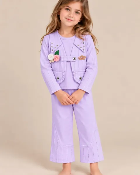 Girls Floral Koti Style Trouser Suit