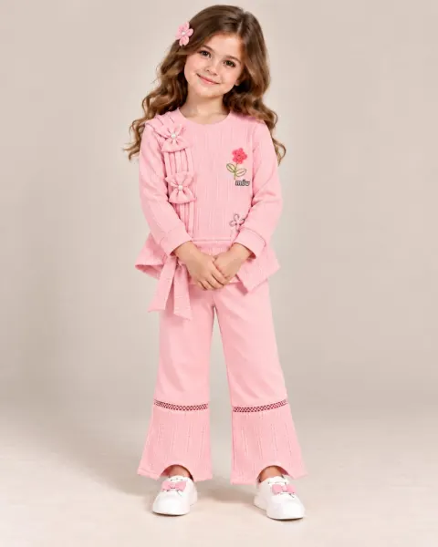 Girls Premium Bow & Floral 2-Piece Co-Ord Set – Full